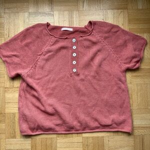Andromede Paris | Women small-medium Casual Button-Up knit cotton Top Pink